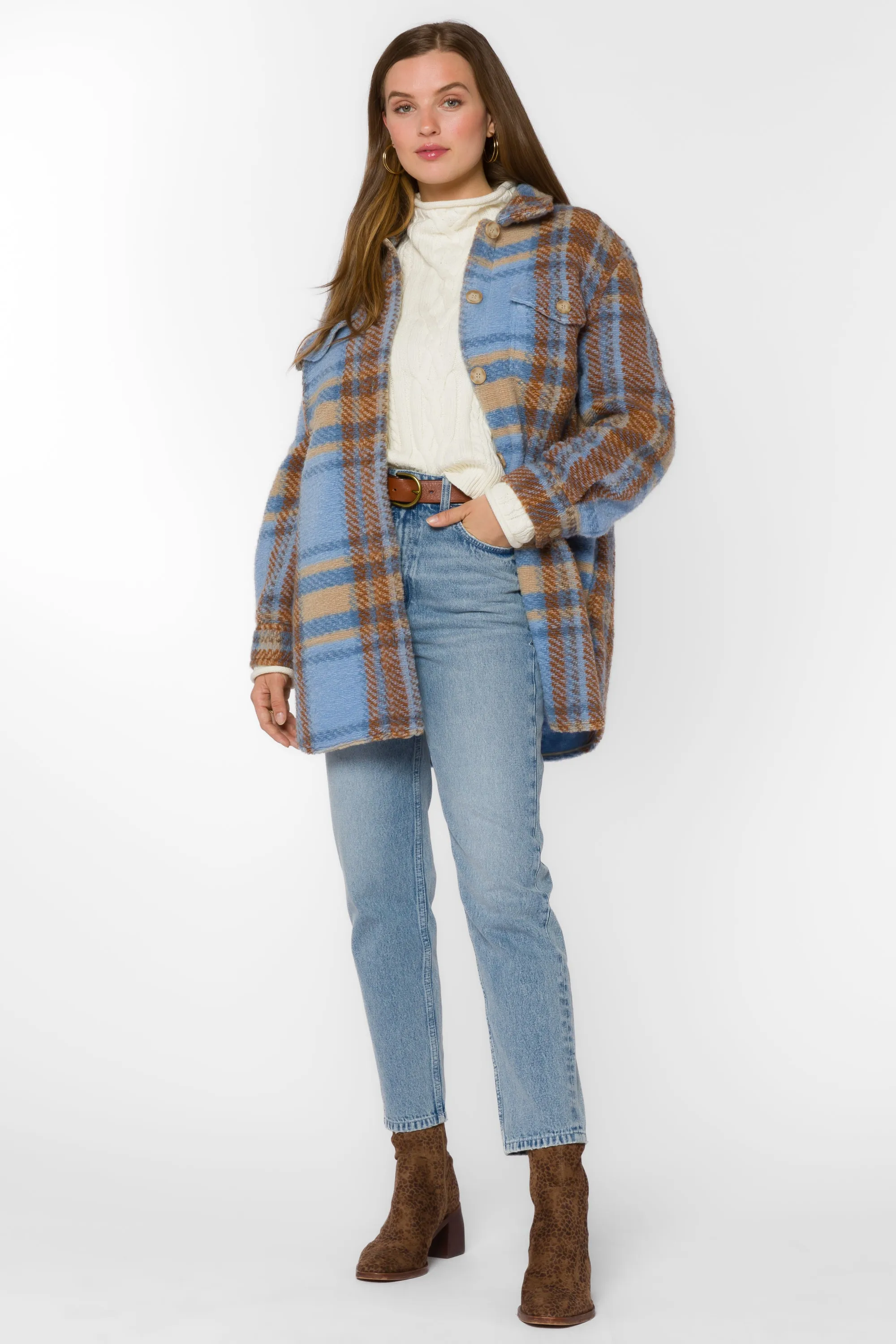 Royce Blue Brown Plaid Shacket