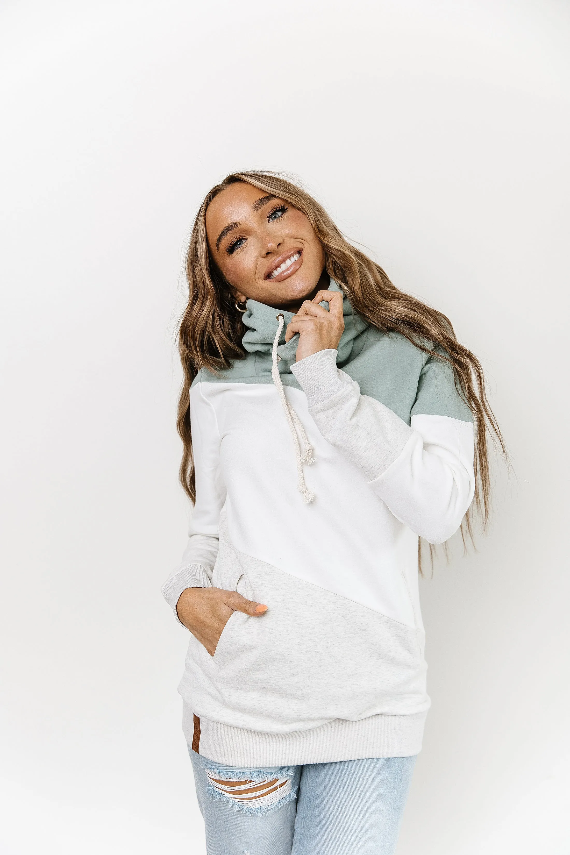 SingleHood Sweatshirt - Mint White Oatmeal