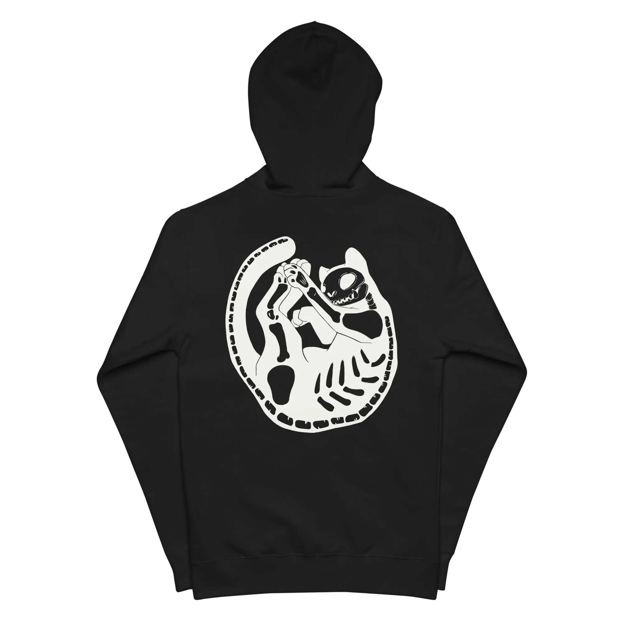 Skeleton Cat, Unisex Fleece Zip-Up Hoodie