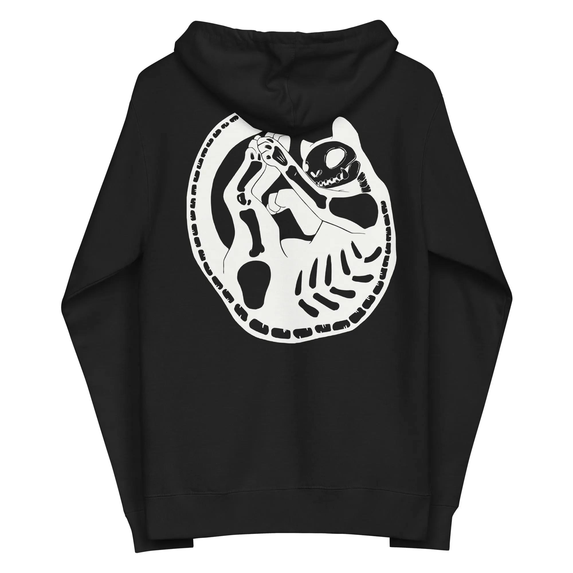 Skeleton Cat, Unisex Fleece Zip-Up Hoodie