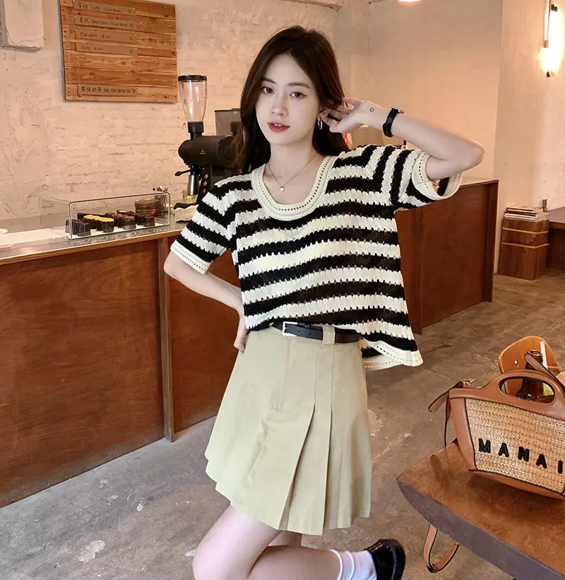 Striped Knit T Shirt