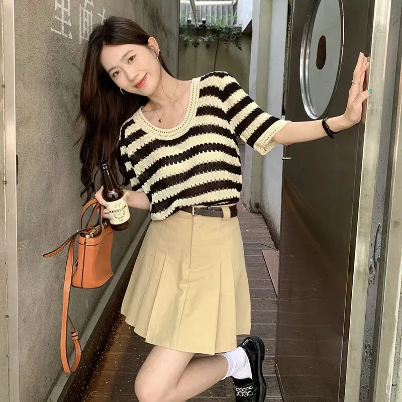 Striped Knit T Shirt