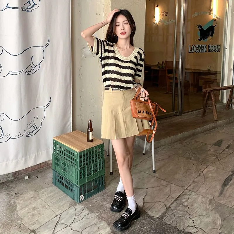 Striped Knit T Shirt