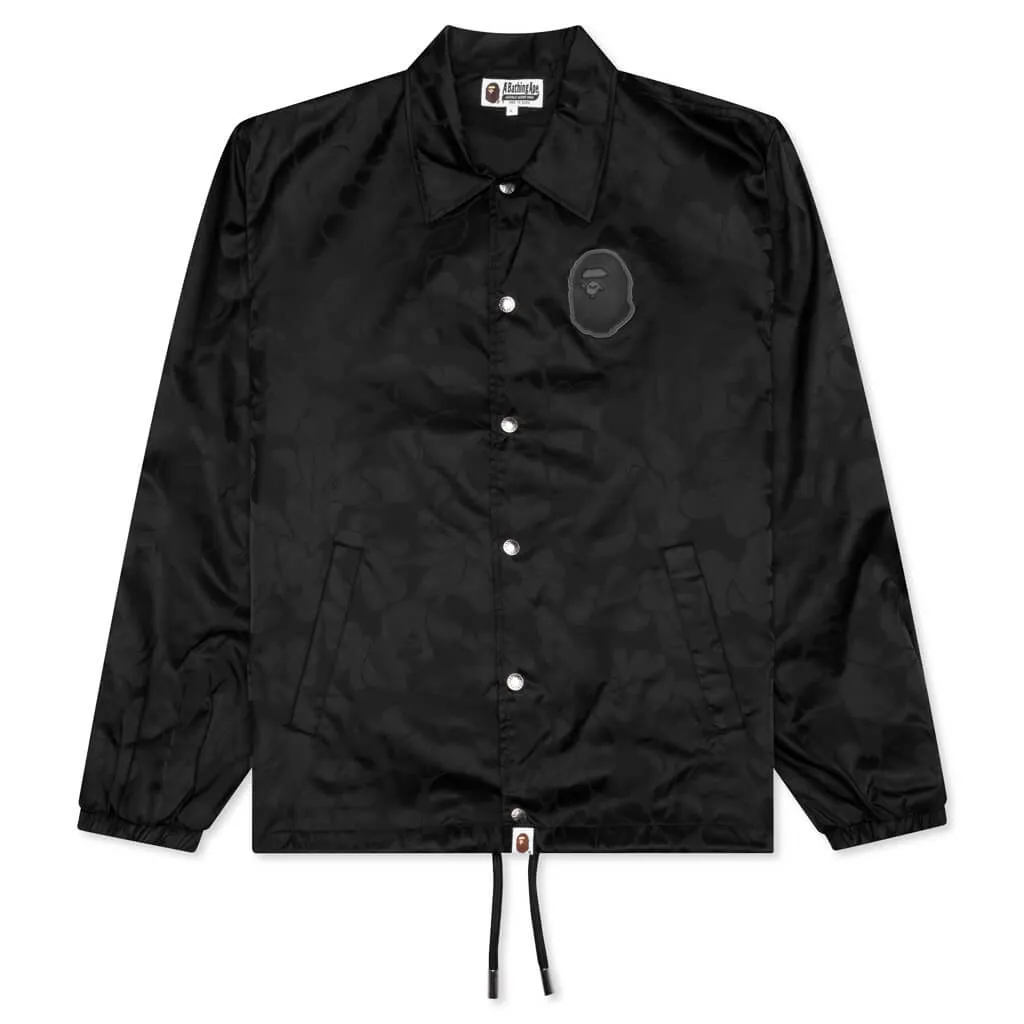 Tonal Solid Camo Coach Jacket - Black