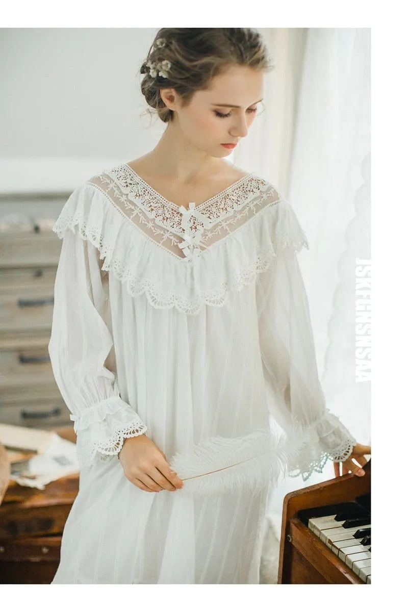 Victorian Ruffled Sleepwear, S, M, L