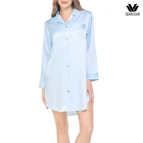 Wacoal Sleepwear ชุดนอนวาโก้ รูปแบบกระโปรง แขนยาว รุ่น WN6C77 สีฟ้าคราม (SM)