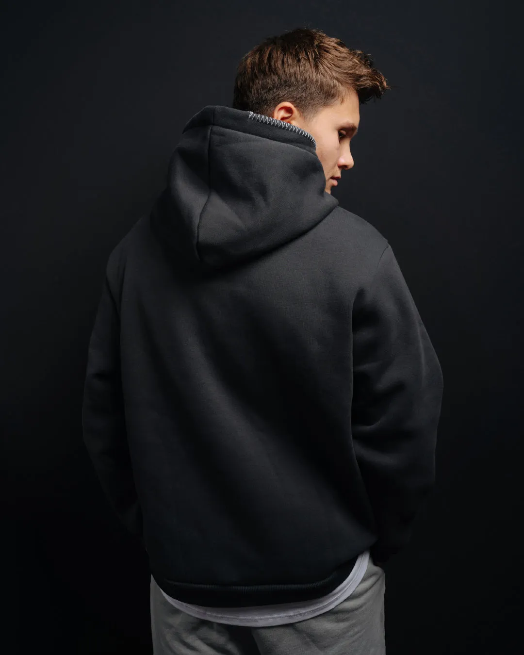 Washedblack Oversized Hoodie Rubber