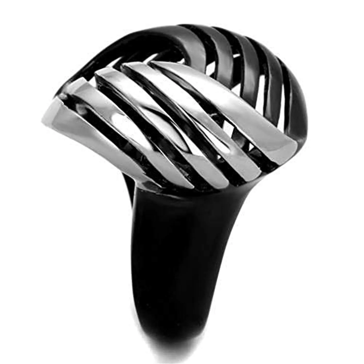 WildKlass Stainless Steel Ring Two-Tone IP Black Women