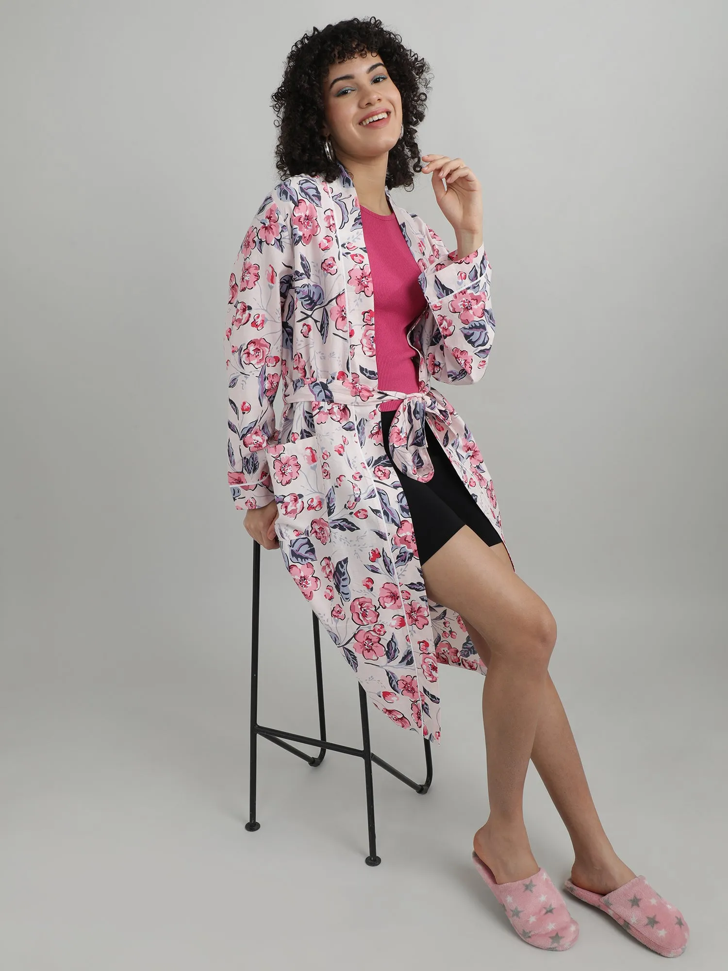 Women Floral Print Sleepwear Robe