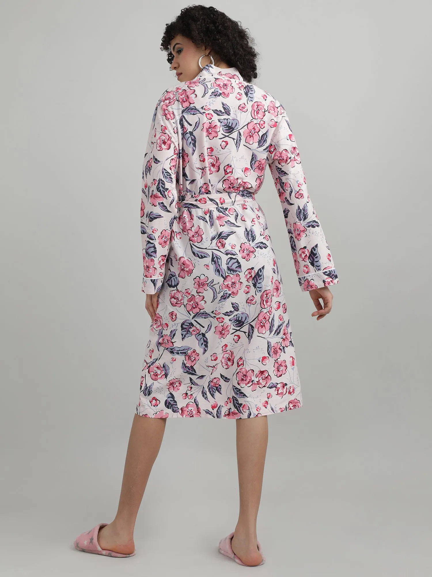 Women Floral Print Sleepwear Robe