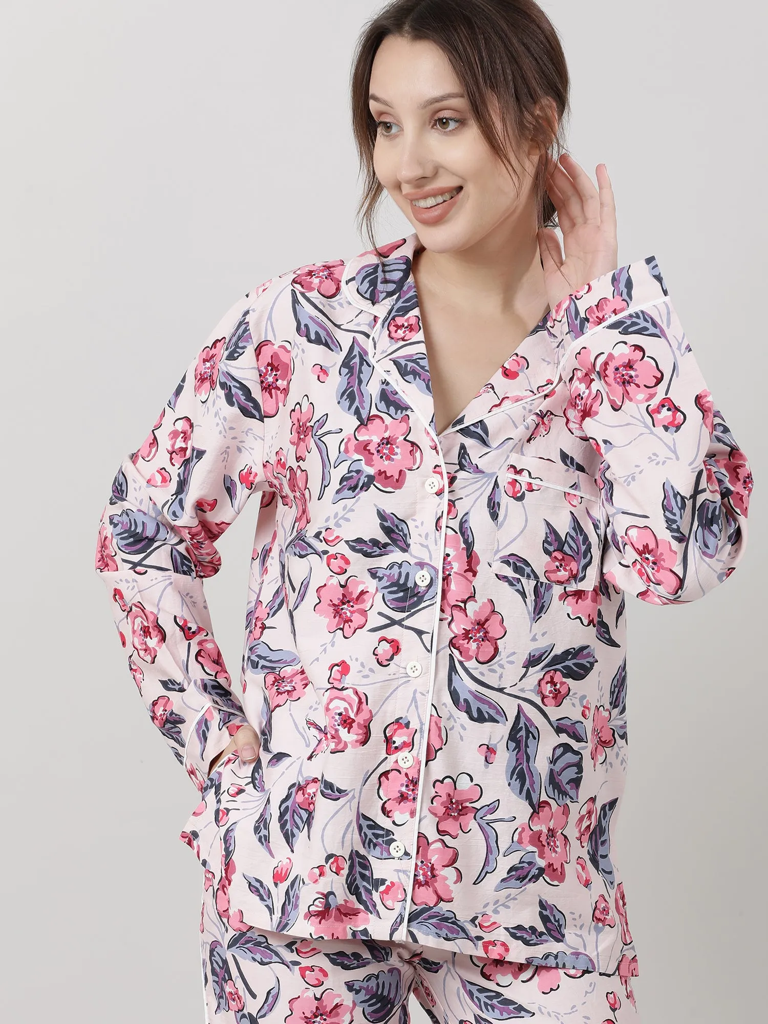 Women Floral Sleepwear Shirt