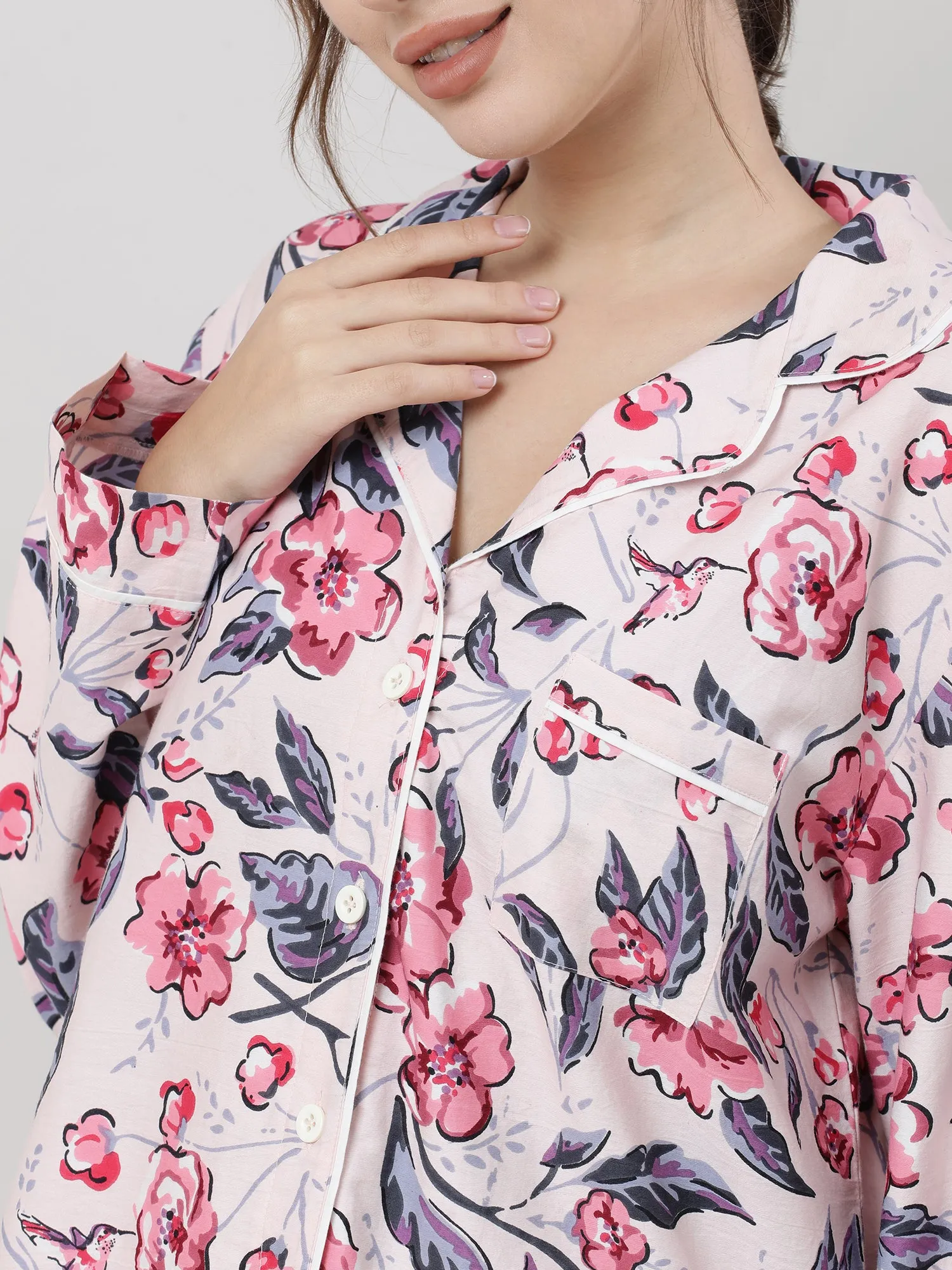 Women Floral Sleepwear Shirt