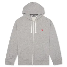 Women's Small Red Heart Hoodie - Grey