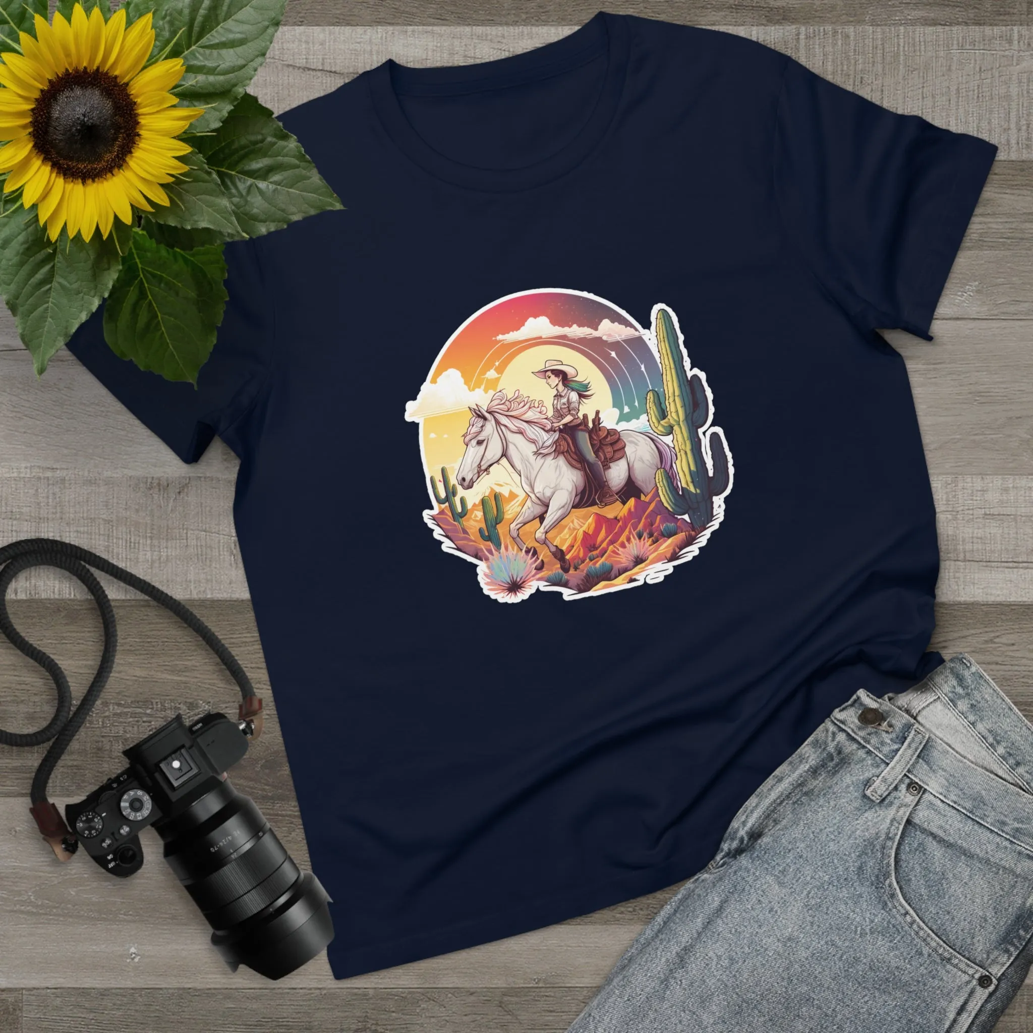 Women’s Sunset Cowgirl crew neck t-shirt